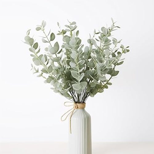 20 Pcs Fake Eucalyptus Stems Faux Eucalyptus Leaves Eucalyptus Artificial Fake Greenery for Centerpiece Fake Flower for Vase Home Bouquet Wedding Decoration