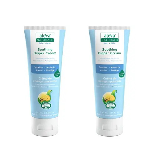 Aleva Naturals Soothing Baby Diaper Cream Combo Pack for Newborn and Toddlers, Fragrance-Free, Organic Shea Butter, Aloe Vera, Calendula Extracts Sensitive Skin Friendly - 100ml X 2, White (37877)