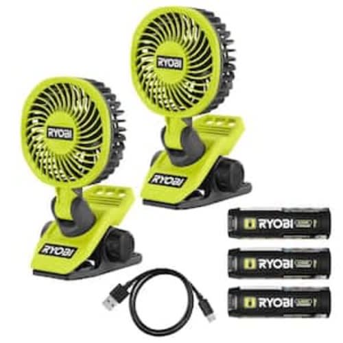 USB Lithium Clamp Fan Kit 2-Pack with (2) 2Ah USB Lithium Batteries, Charging Cable, and Extra 2Ah Batteries (2-Pack)