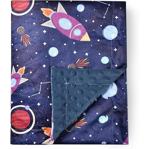 Baby Blanket Super Soft Minky Blanket Space Blanket with Dotted Backing for Newborns Nursery Stroller Receiving Toddlers Crib Bedding for Boy or Girl(30 x 40 Inch)
