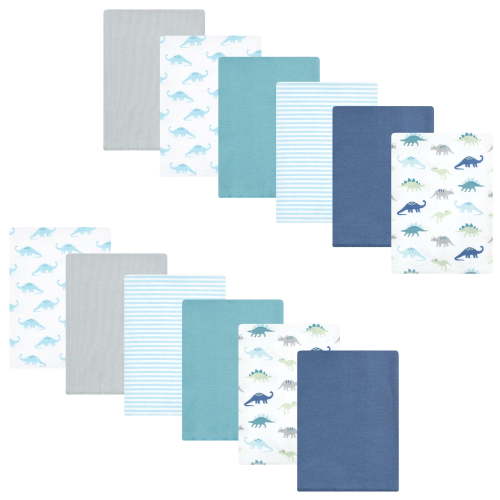 Luvable Friends Hudson Baby Flannel Burp Cloths 12pk, Soft Dino