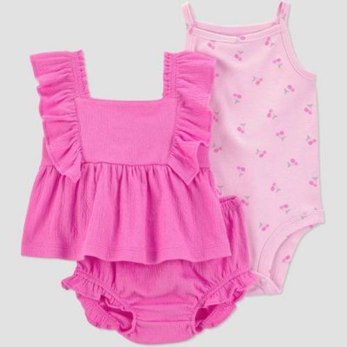 Carter's Just One You® Baby Girls' 3pc Cherries Tank Top with Bodysuit and Bloomer Set - Pink 6M