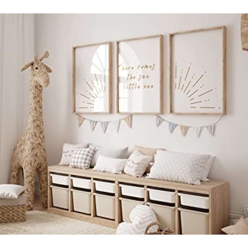 Neutral Nursery Wall Decor Boho Sunshine Nursery Decor Here Comes The Sun Minimalist Baby Room Decor Mid Century Modern Nursery Art UNFRAMED (Sun, 8x10)