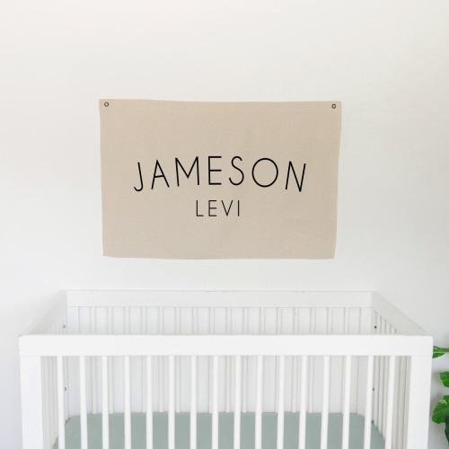 Personalized Baby Name Canvas, Custom Nursery Banner, Custom Nursery Decor, Baby Crib Tapestry, Baby Shower Gift, Name Announcement, BD16