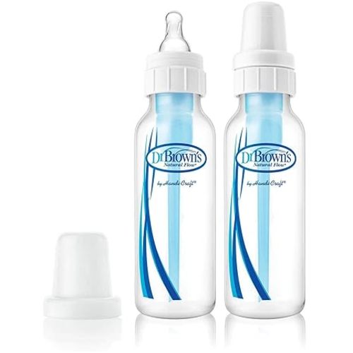 Dr. Brown’s Natural Flow® Anti-Colic Options+™ Narrow Baby Bottle 8oz/250mL, with Level 1 Slow Flow Nipple, 2-Pack