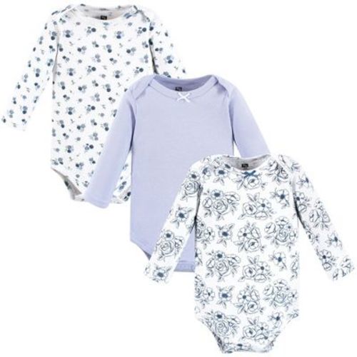Hudson Baby Infant Girl Cotton Long-Sleeve Bodysuits, Blue Toile 3-Pack, Size: 0-3 months