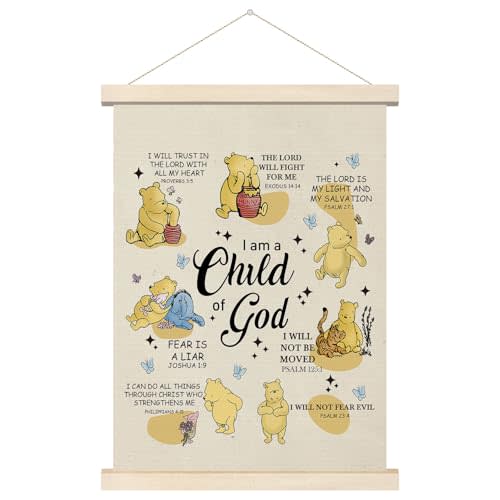 Winnie Poster Hanger, Classic Winnie Wall Artwork, Nursery Wall Hanger, Nursery Wall Art Decor, Birthday Gifts for Pooh Lovers, Winnie Wall Artwork for Classroom Wall Living Rooms 12x16 Inch
