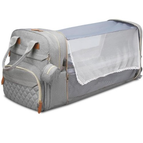 Itopfox Large Diaper Backpack with Changing Station, Insulated Pockets, USB Port, Waterproof, Lightweight, Unisex, Grey