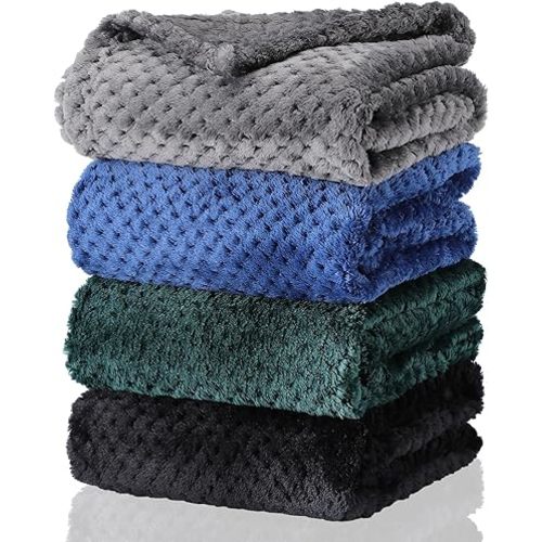 Frienda 4 Pcs Baby Fuzzy Blanket Fluffy Baby Blanket for Boys Girls Soft Warm Baby Receiving Blankets Nursery Bed Blanket Toddler Infant Newborn Receiving Blanket, 32 x 24 Inch (Dark Color)