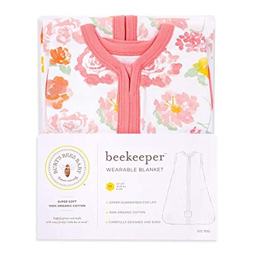Burt's Bees Baby Unisex Baby Wearable Blanket, 100% Organic Cotton Beekeeper, Swaddle Transition Sleep Bag