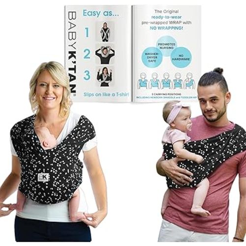 Small-Petite Original Baby K'tan Baby Carrier: #1 Easy Pre-Wrapped, Soft, Slip-On, No Rings, No Buckles | 5 in 1 Baby Sling Gift | Infant Wrap for Newborn to Toddler up to 35lb Women 2-4, Men up to 36