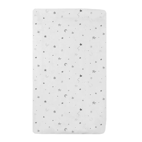 TL Care Printed 100% Natural Cotton Jersey Knit 18 x 36 Cradle/Bassinet Sheet - Fitted, Gray Stars and Moons, Soft Breathable, for Boys and Girls
