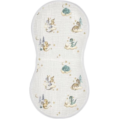 Vvfelixl Baby Burp Cloths Dragon Newborn Cotton Burping Set Washcloths 4 Pack