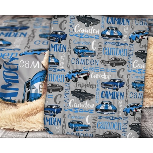Personalized Cars Blanket - Muscle Car Baby Blanket - Sports Car Personalized Baby Blanket Custom Baby Blanket - Personalized Name Blanket