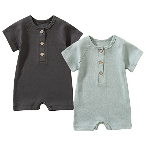Yookoom Baby Boys Girls 2 Pack Romper Jumpsuits Short Sleeve One Piece Clothes Sets