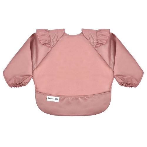 Tiny Twinkle Mess Proof Baby Bib,Waterproof Smock Baby Bib for Eating,Machine Washable Long Sleeve Bib,Baby Led Weaning,Toddler Bib,BLW Supplies(Taupe, Small 6-24 Months)