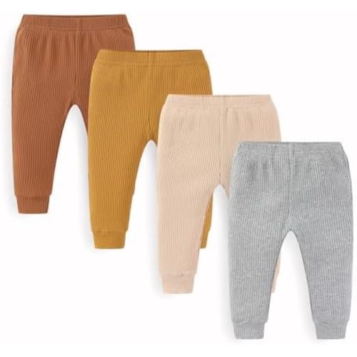 Unisex Baby Boy Girl Pants Sets Ribbed Soft Infants Bottoms Casual 4 Pack 0-24 Month Babies' Leggings
