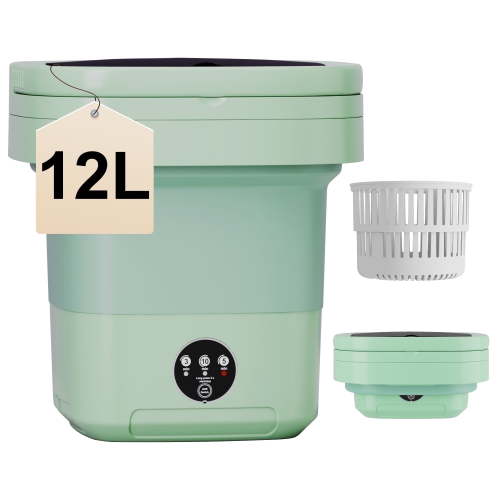 Pentantan 12L Portable Washing Machine, Mini Foldable Washer for Apartment, RV, Travel, Green