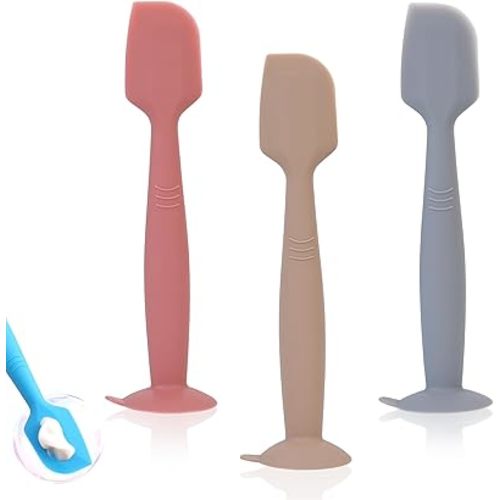 Baby Diaper Cream Spatula Applicator 3 Pack Butt Paste Spatula Soft Silicone,Diaper Rash Cream Applicator, Baby Essentials Must Haves Newborn Stuff (Red Khaki Grey)