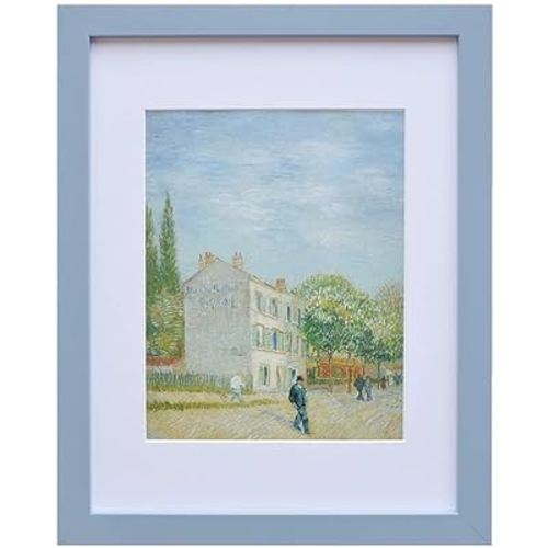 Muzilife 11x14 Wood Picture Frame Flat Display Pictures 8x10 with Mat or 11x14 Without Mat for Wall, 1pc Blue