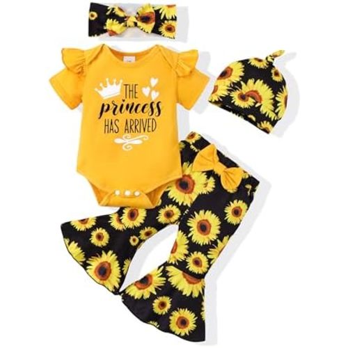 Newborn Baby Girl Clothes Outfits Infant Clothing Ruffle Romper Top Floral Pants Outfit Sets for Baby Girls 0-18M
