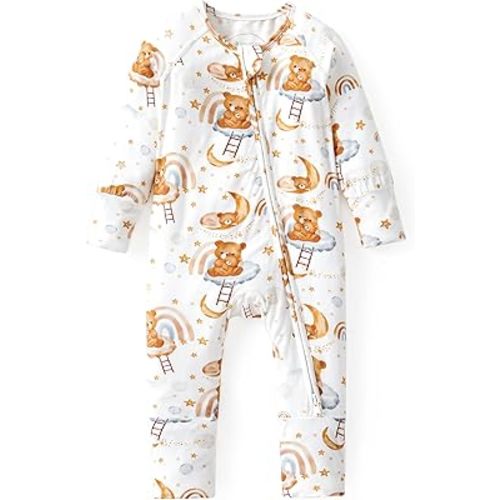 Viscose Made from Bamboo Baby Rompers 2-Way Silent Zipper Soft Gift Clothes Suitable for Your Little One