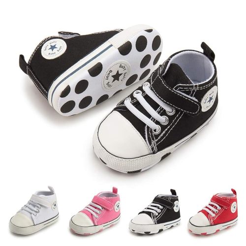 Meckior Baby Girls Boys Canvas Sneakers Soft Sole High-Top Ankle Infant First Walkers Crib Shoes