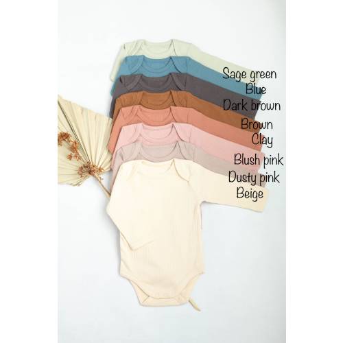 Baby bodysuit long sleeve baby romper, baby shower gift, gender neural, baby girl gifts, newborn baby outfit in ribbed cotton,beige bodysuit