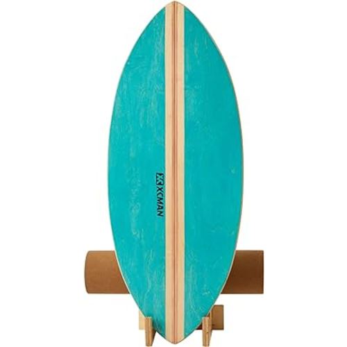 XCMAN Surf Balance Board Trainer with Roller Wooden Exercise Balancing Stability Trainer - Non Slip Surface for Adults Kids|Balance Board for Surfing,Snowboarding,Skateboarding,Hockey,Yoga Training