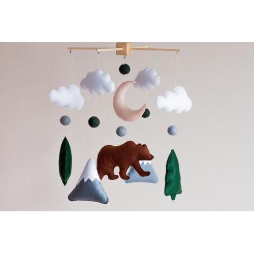 Baby mobile, Woodland mobile, Bear mobile, Mobile Nursery, Mobile Felt, Mountain mobile