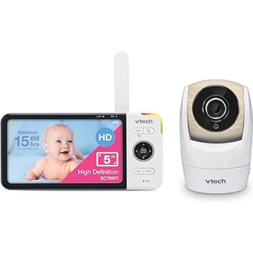 VTech VM928HD Baby Monitor, 5" 720p Screen, Pan-Tilt-Zoom, 110 Wide-Angle View, HD Night Vision, Up to 1000ft Range, Secured Transmission No WiFi