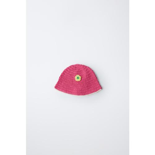 FLORAL CROCHET HAT - Fuchsia | ZARA United States