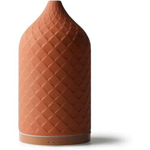 Essential Oil Diffuser for Home, Ceramic Aromatherapy Diffuser for Essential Oils, 120ml Oil Diffuser with Waterless Auto-Off and 7 LED Lights for Large Room Yoga Spa (Terracotta)