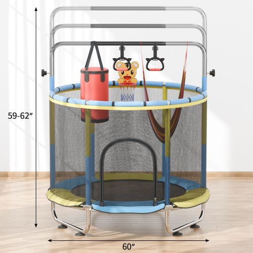 Kids Trampoline, 5FT Adjustable Toddler Trampoline with Safety Enclosure