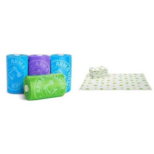Munchkin® Arm & Hammer Diaper Bag Refills, 4 Pack, 48 Bags & Arm & Hammer Disposable Changing Pad, 10 Count, White/Green