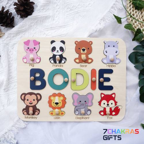 Name Puzzle, Animals Wooden Baby Name Puzzle
