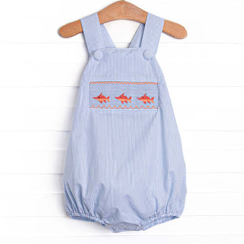 Marlin Marina Smocked Bubble, Blue – Stitchy Fish