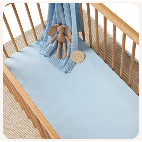 Baby Blue Organic Fitted Cot Sheet | Snuggle Hunny