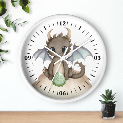 Night Dragon on Clouds Wall Clock, Cute Dragon Wall Decoration, Fairy tale Clock, Kids Room Decor