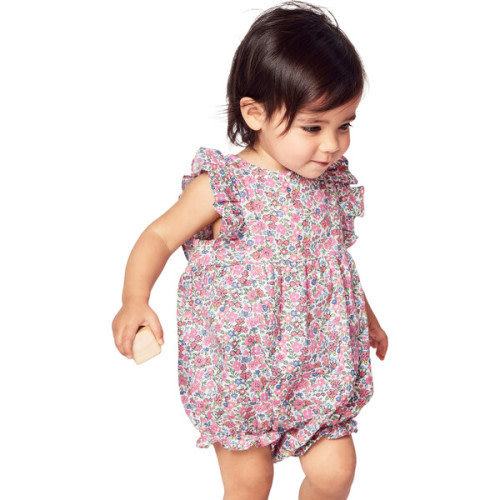 Ruffled Romper, Fleurs de Rose - Petite Plume | Maisonette
