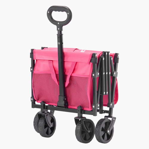 KFFKFF Foldable Trolley Wagons, 120L & 225LBS Capacity, All-Surface Wheel Folding Carts, Robust Outdoor Use Carriage with Modifiable Grip, Compact Traveling Trolley for Seashore, Supermarket