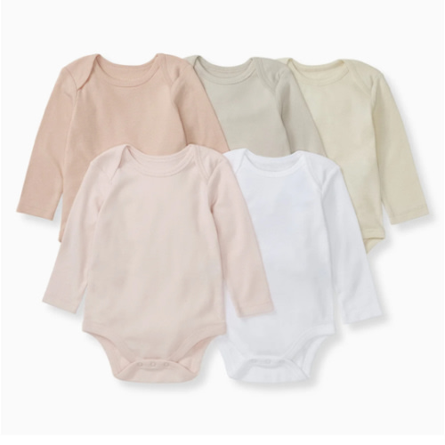 Solid Organic Cotton Long Sleeve Baby Bodysuits 5 Pack - Pink Sand – Burt's Bees Baby