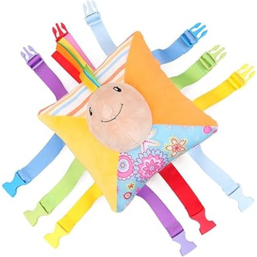 Toddler Early Learning with Buckles,Plush Soft Travel Toy- Toy with Basic Life Skills Children's Plush Travel Activity Game-Children Educational Learning