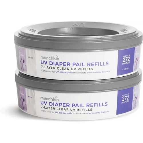 Munchkin® UV Diaper Pail Refill Rings, Holds up to 544 Newborn Diapers, 2 Pack