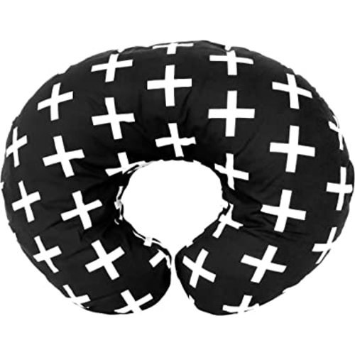 Premium Quality Nursing Pillow Cover Nordic Swiss White Cross Unisex Design Slipcover - 100% Cotton Hypoallergenic - Great for Breastfeeding Mothers - Fits Boppy Pillow