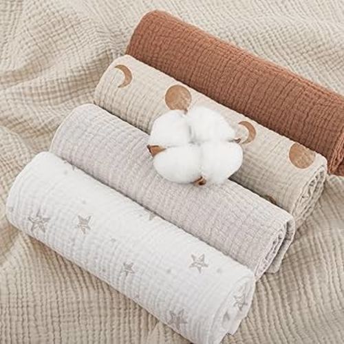 Susurration Muslin Cloths Baby Burp Cloths, Pack of 5, 100% Cotton Burp Cloths Baby for Boys and Girls, Soft, Breathable and Extremely Absorbent Muslin Cloth for Baby 60 x 60 cm (White Print) : Amazon.com.au: Baby