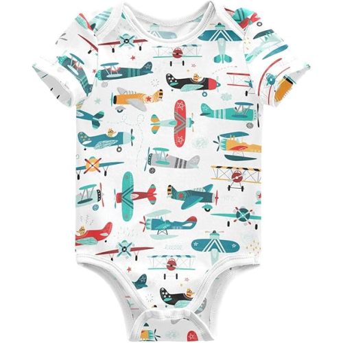 Ollabaky Unisex Baby Bodysuits Short-Sleeve Cotton Baby Clothes for Girls Boys 0-24 Months
