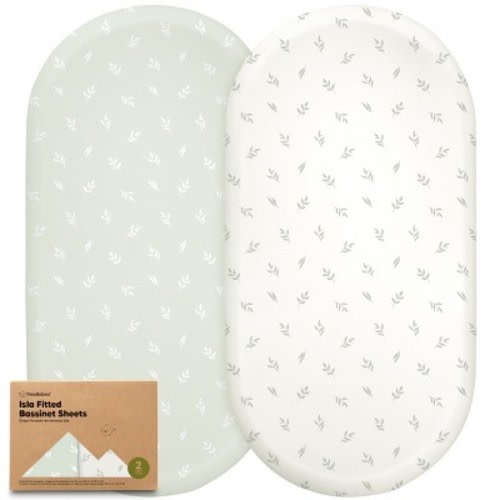 KeaBabies Bassinet Sheet for Baby Girls, Boys, 2-Pack Isla Fitted Bassinet Sheets, Bassinet Mattress Sheets, Color: Herb