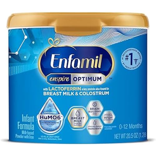 Enfamil Enspire Optimum Baby Formula, with Immune-Supporting Lactoferrin, Our Closest Formula to Breast Milk, Brain Building DHA, Dual Prebiotics, Infant Formula Powder, Baby Milk, 20.5 Oz Tub