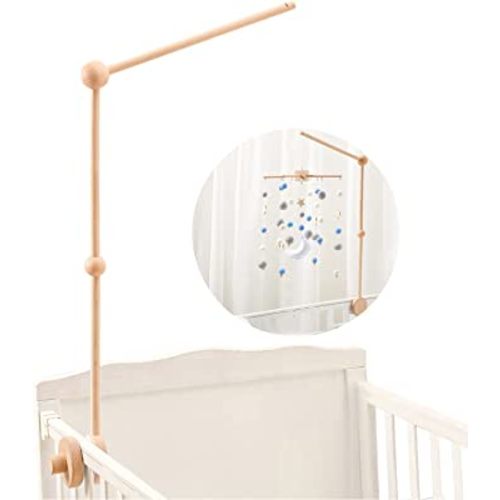 Baby Crib Mobile Arm - Wooden Baby Mobile Crib Holder for Mobile Hanging Baby Crib Attachment for Nursery Decor